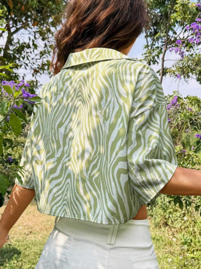 Summer Printed Short Sleeve Blouse - Fashionpara