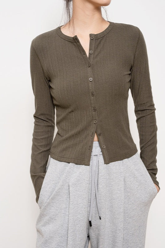 Lightweight Ribbed Slim-Fit Button Cardigan for Effortless Style