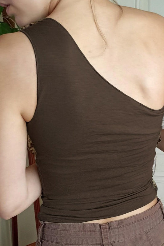 Contrast Tie Strap Leopard Crop Top