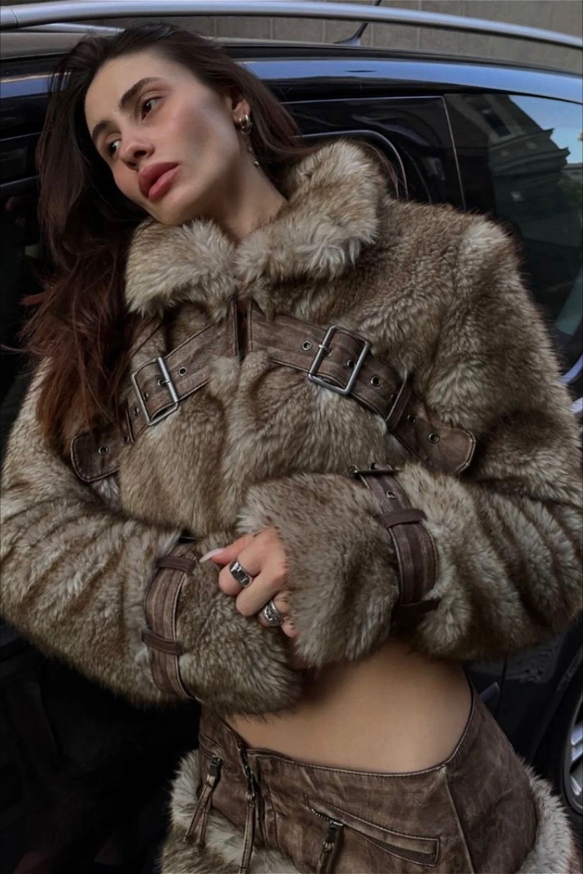 Vintage Cropped Patchwork Stand Collar Coat