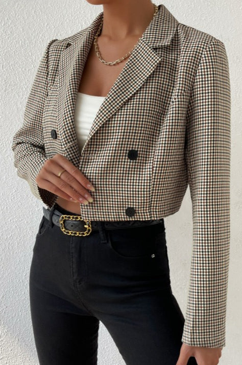 Houndstooth Cropped Blazer 5