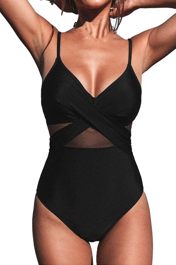 Printed Cross Cutout One-Piece Swimsuit - Fashionpara