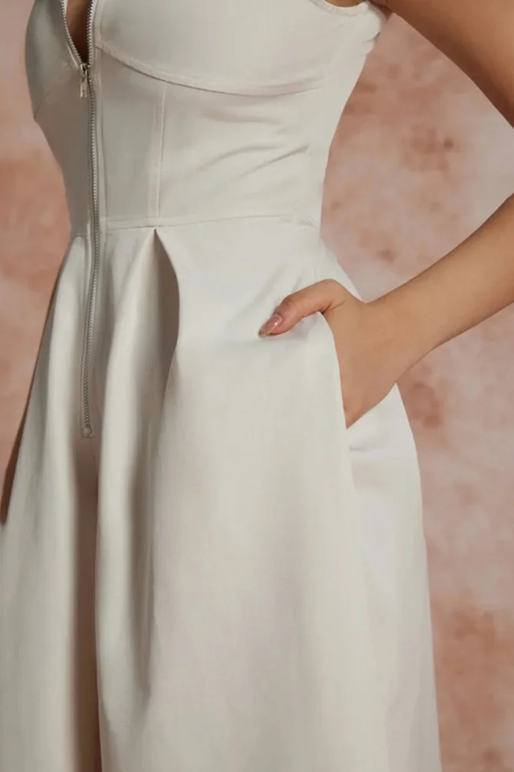 Cotton Zippered Sleeveless Pocket Maxi Dress