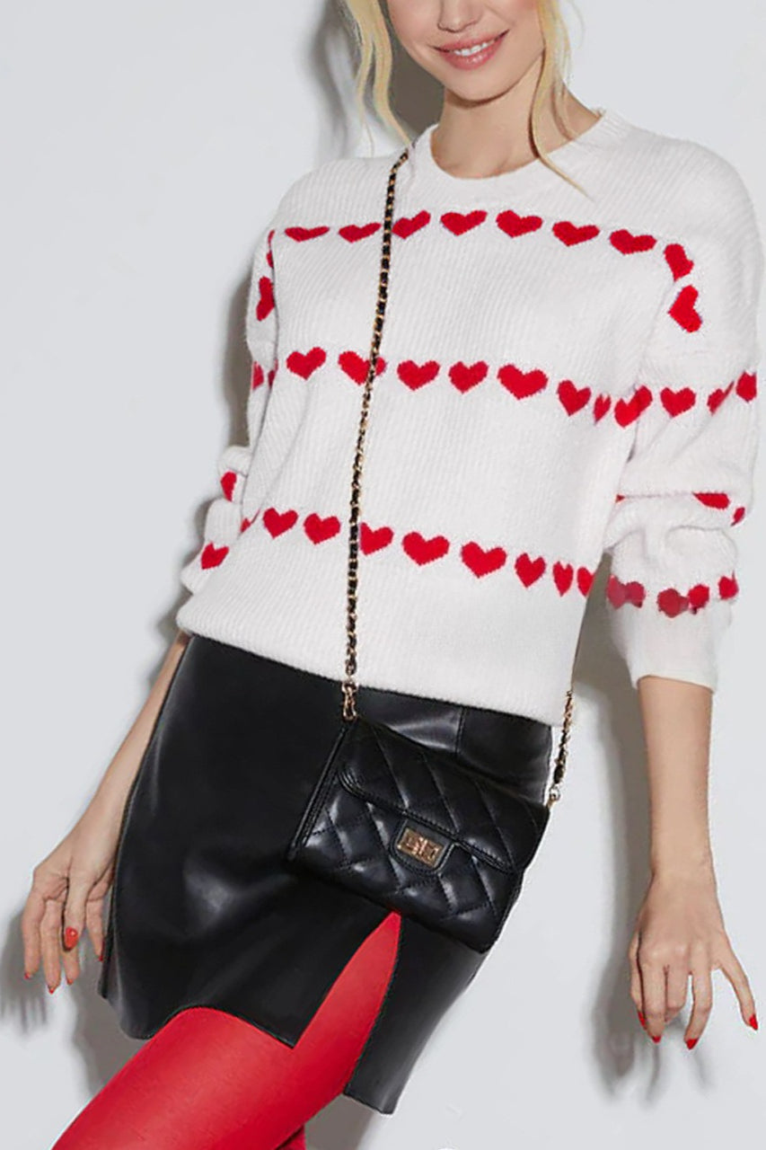 Casual Heart Graphic Knit Sweater