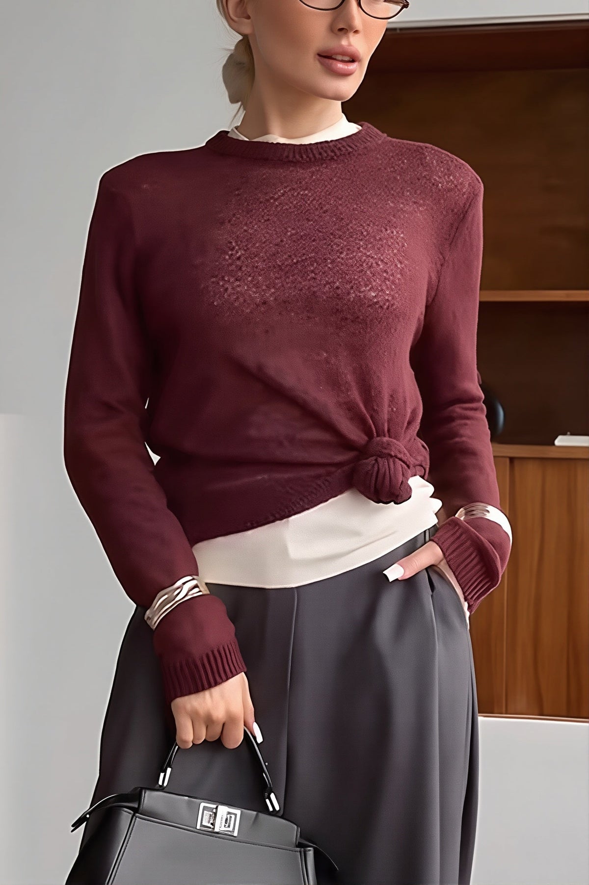 Lightweight Sheer Crew Neck Sweater