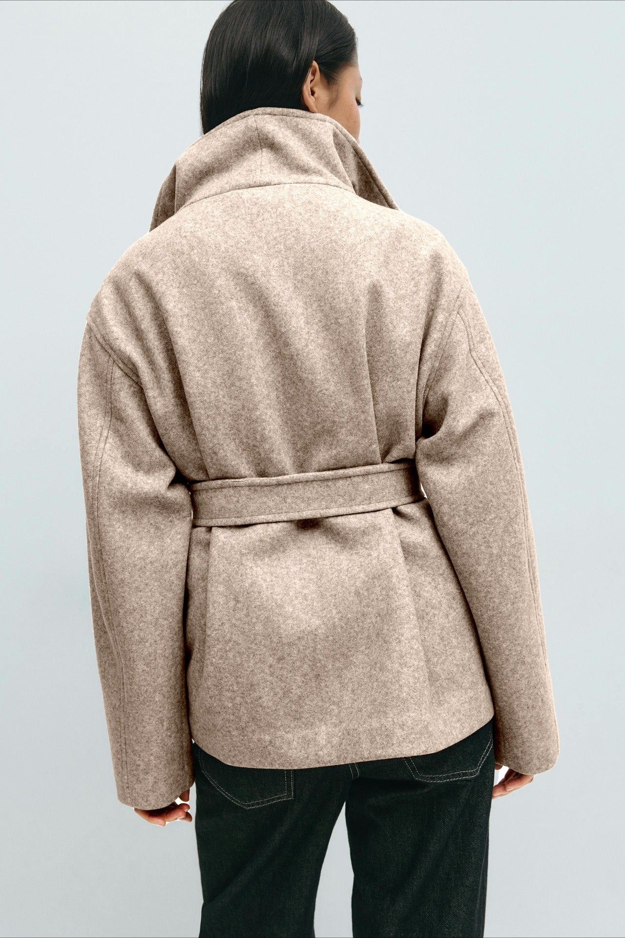 Structured Double Faced Wool Midi Coat - Fashionpara