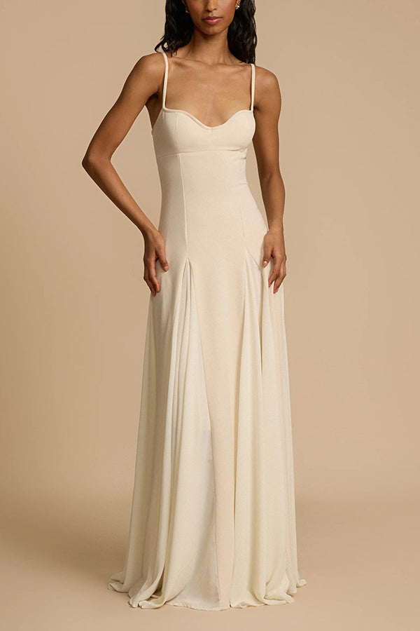 Timeless Elegance Panelled Tulle A-line Slip Maxi Dress - View 2