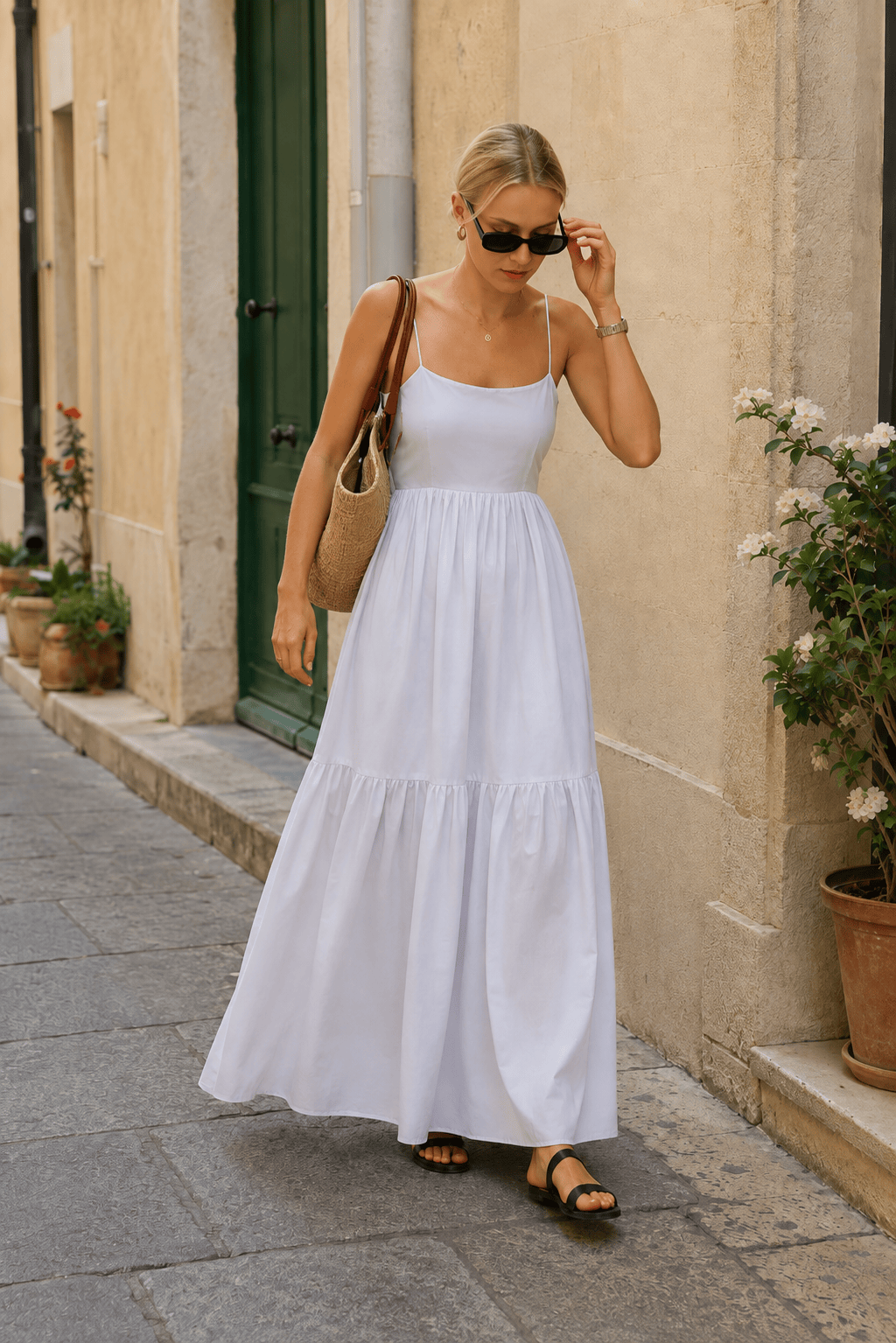Tiered Scoop Neck Spaghetti Strap Maxi Dress 3