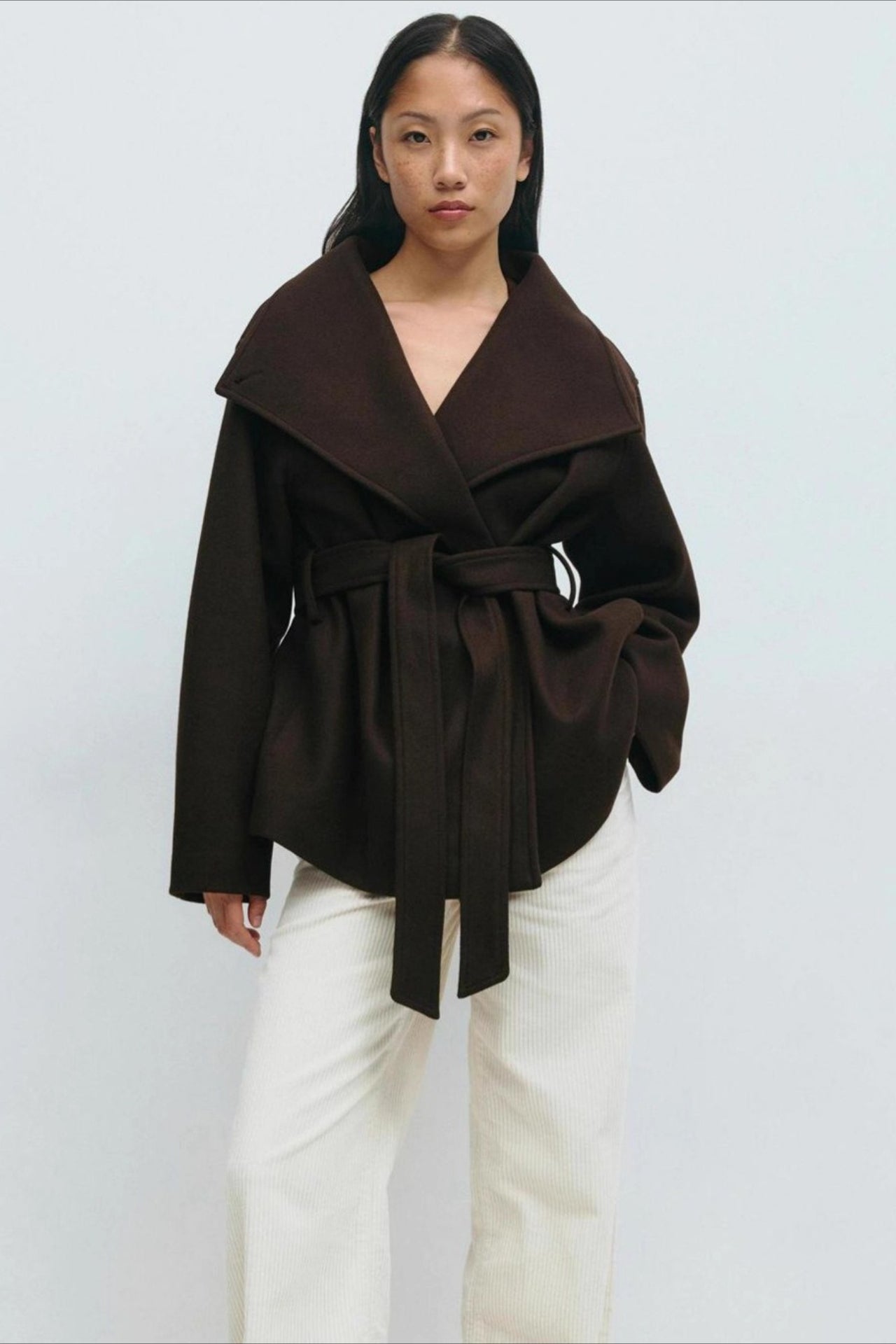 Structured Double Faced Wool Midi Coat - Fashionpara