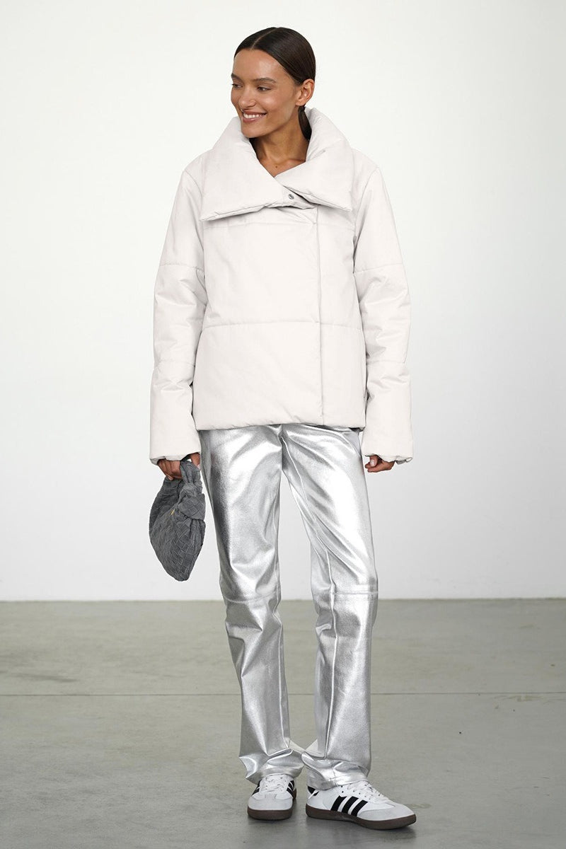 Asymmetrical Turtleneck Cotton Coat - Fashionpara