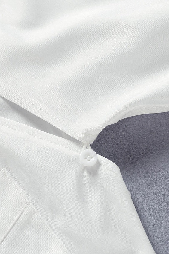 White Cutout Back Tie Blouse - Fashionpara