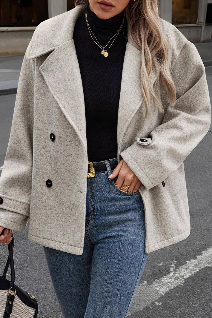 Cropped Wool Blend Oversized Coat - Fashionpara