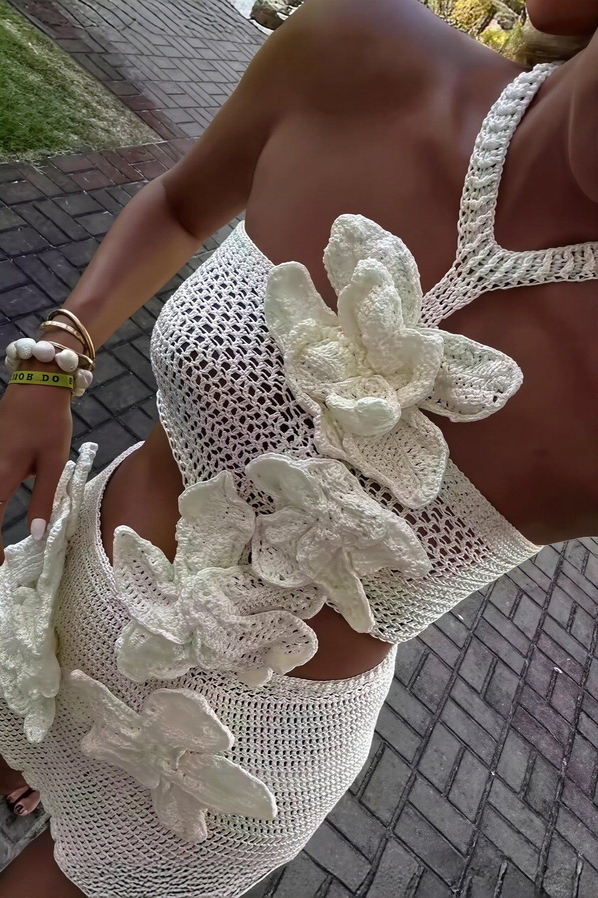 Crochet Floral Applique Two Piece Set 2