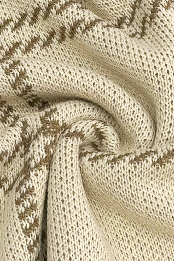 Plaid Stripe Crew Neck Knit Sweater