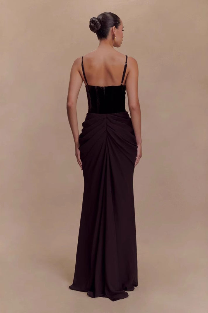 Cami Backless Mesh Panel Slim Long Formal Dress - View 3