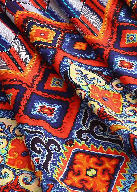 Geometric Chevron Print Ornate Border Short Sleeve Shift Midi Dress - View 5