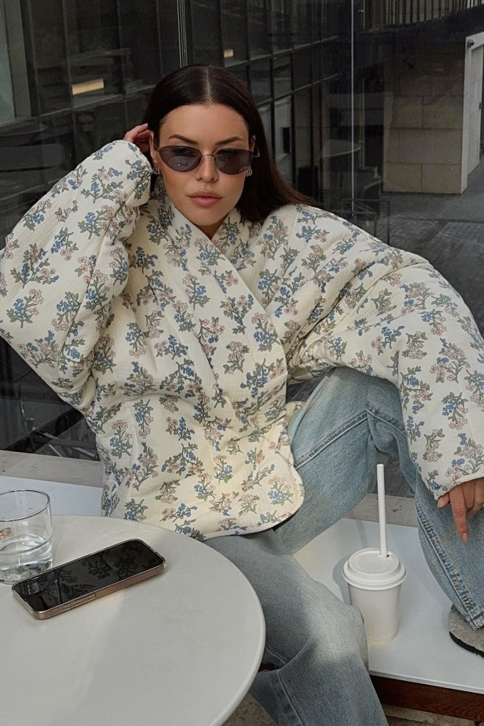 Elegant Vintage Floral Quilted Coat for Timeless Style