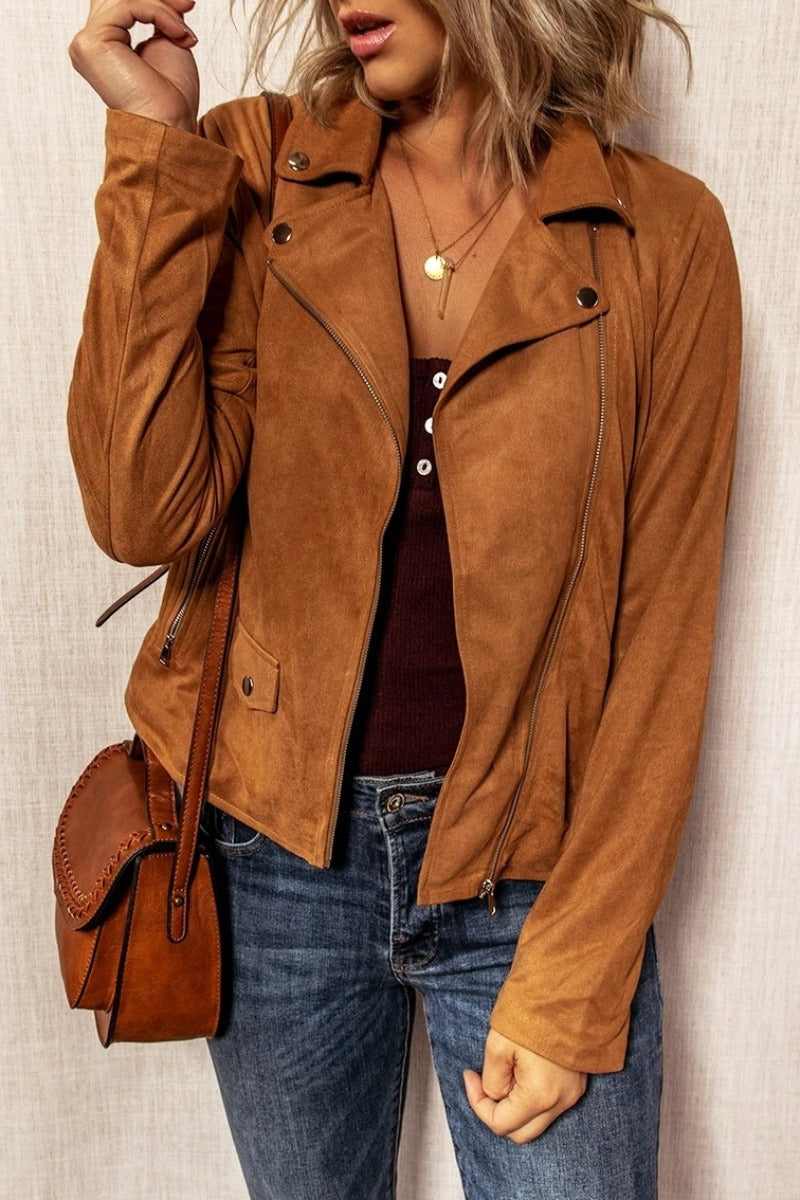 Turndown Collar Zipper Design Jacket(4 colors )