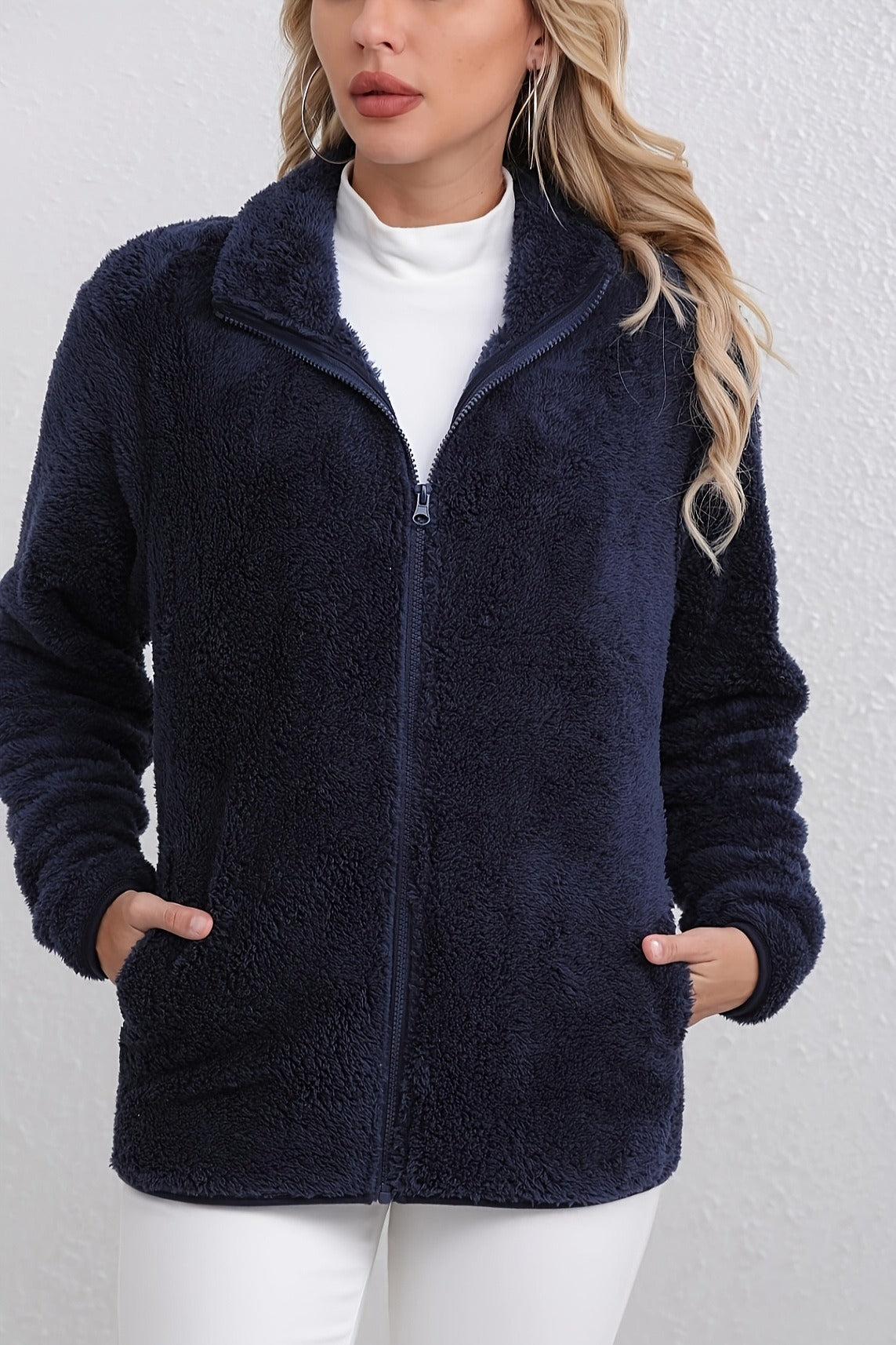 Casual Fuzzy Zipper Jacket 6