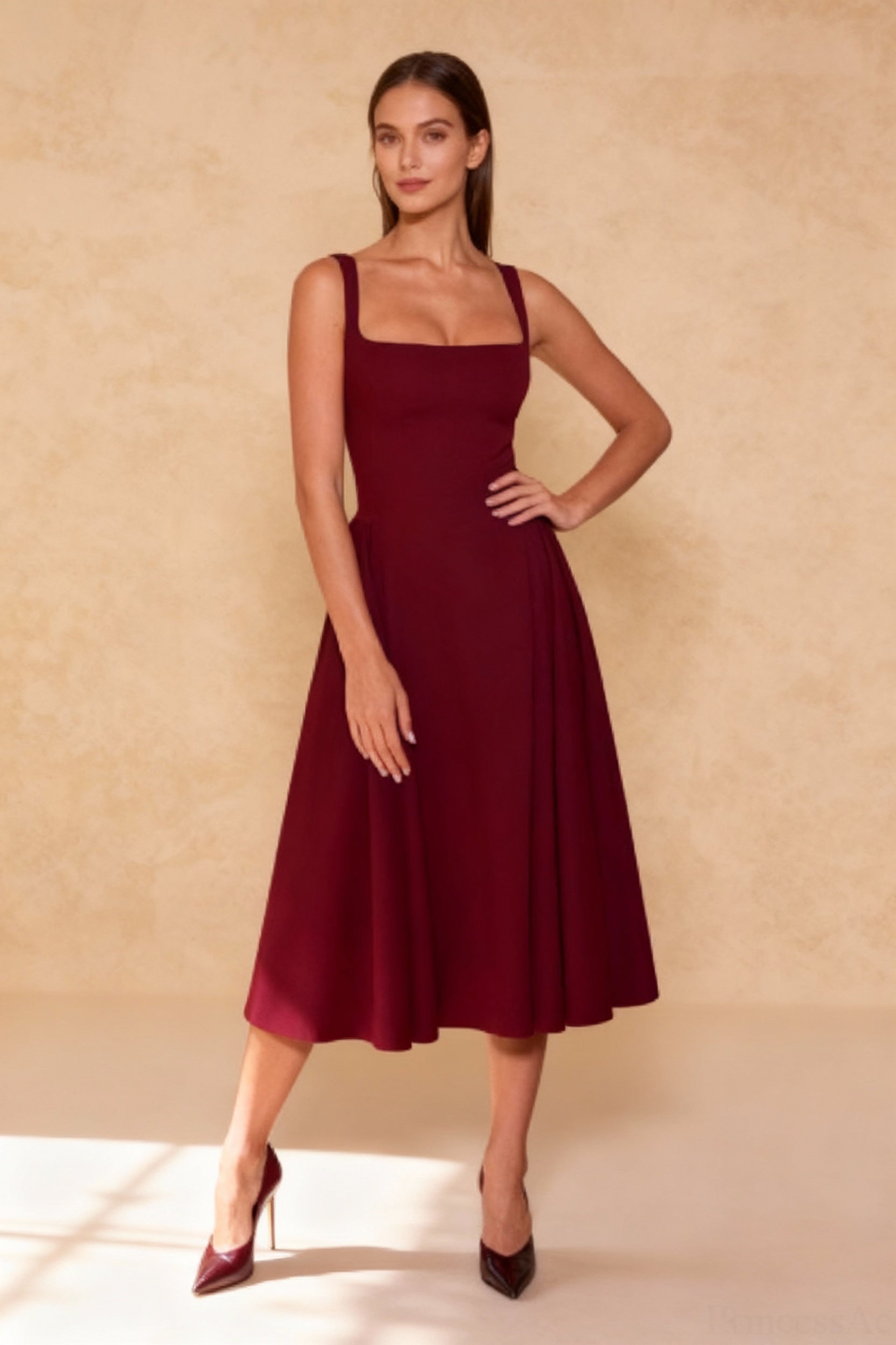 Backless Square Neck Fitted Party Dress