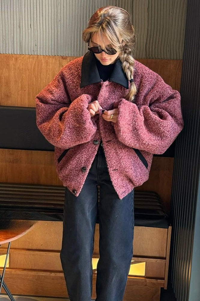 Vintage Color Block Lapel Jacket for Stylish Layering