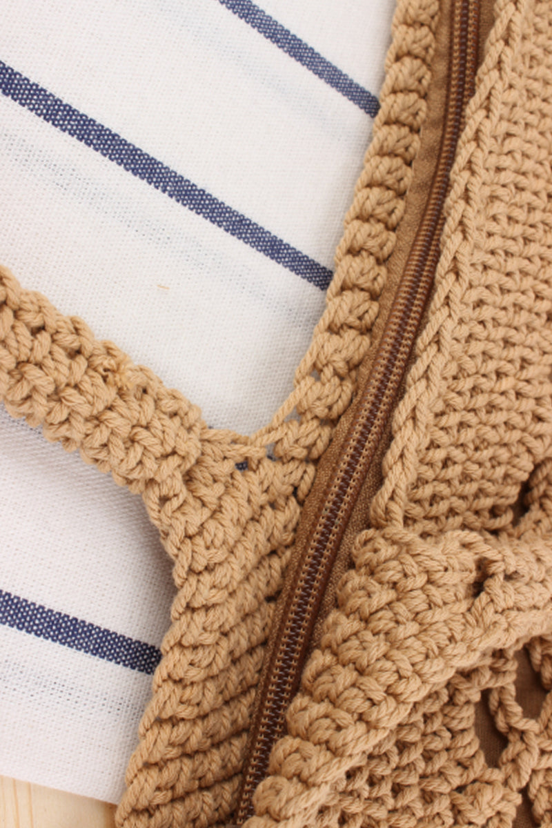 Casual Woven Straw Beach Bag with zipper - Fashionpara