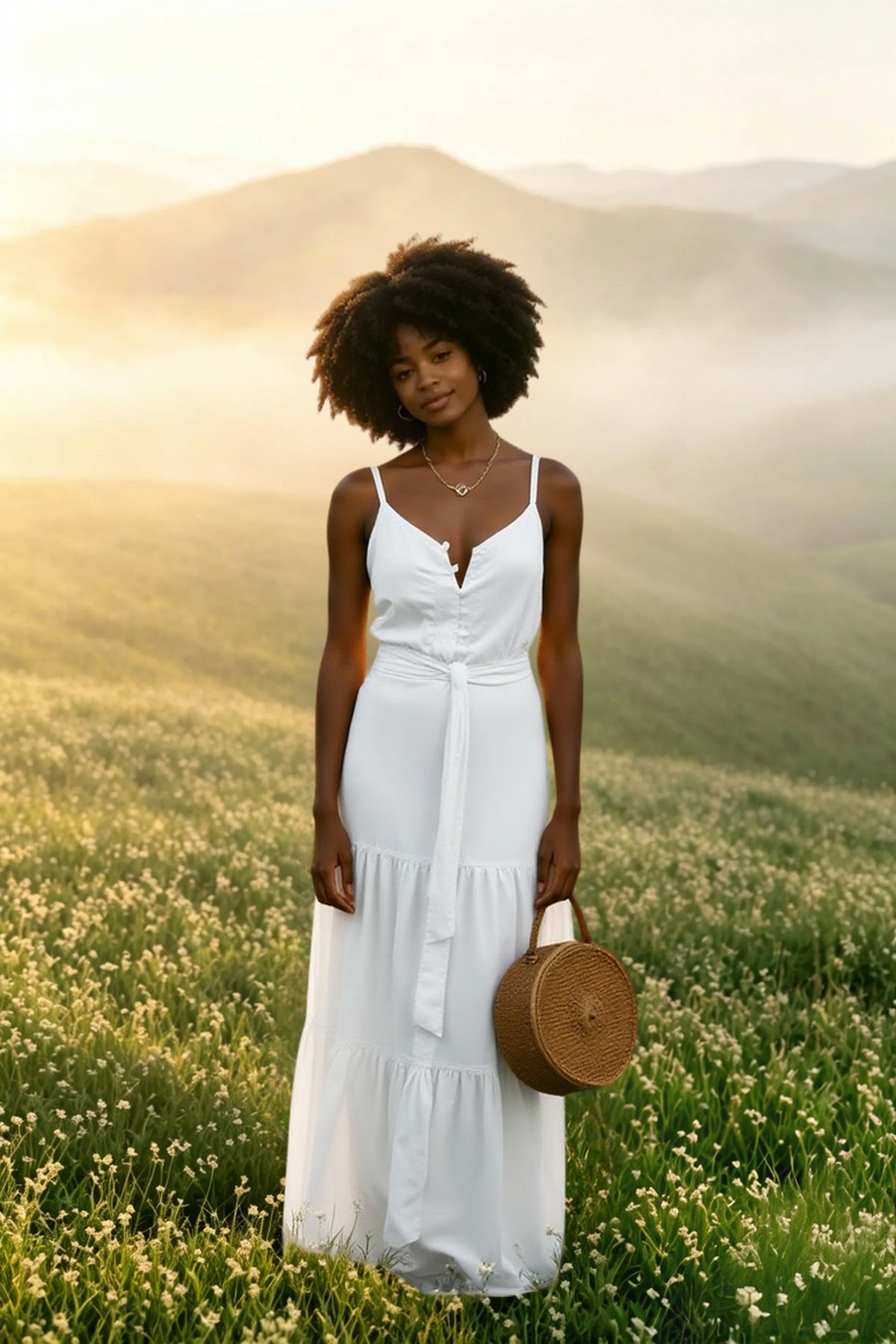 Tiered Button Front Spaghetti Strap Maxi Dress 9