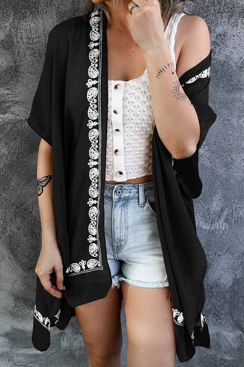 Retro Floral Pattern Kimono - Fashionpara