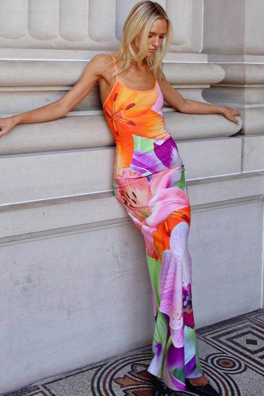 Open Back Slit Slip Dress
