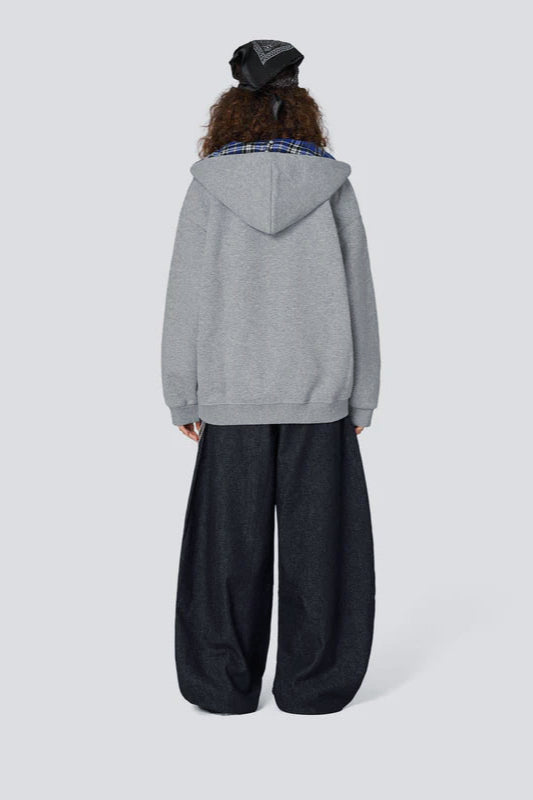 Plaid Lined Loose Fashion Hoodie