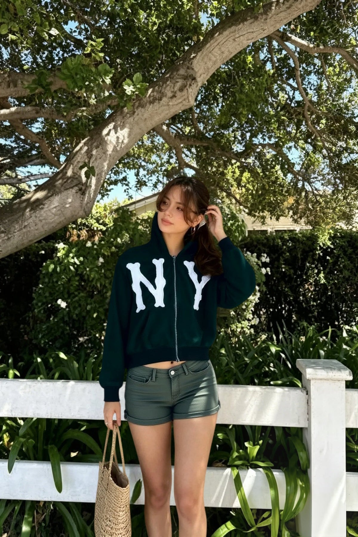 Embroidered Floral Print Zip Hoodie 2