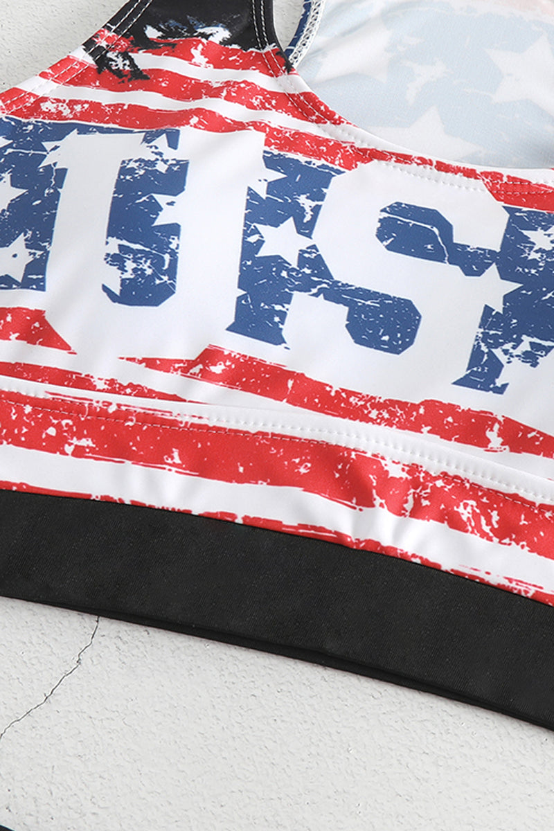American Flag Star HIgh Waist Two Piece Swimsuit