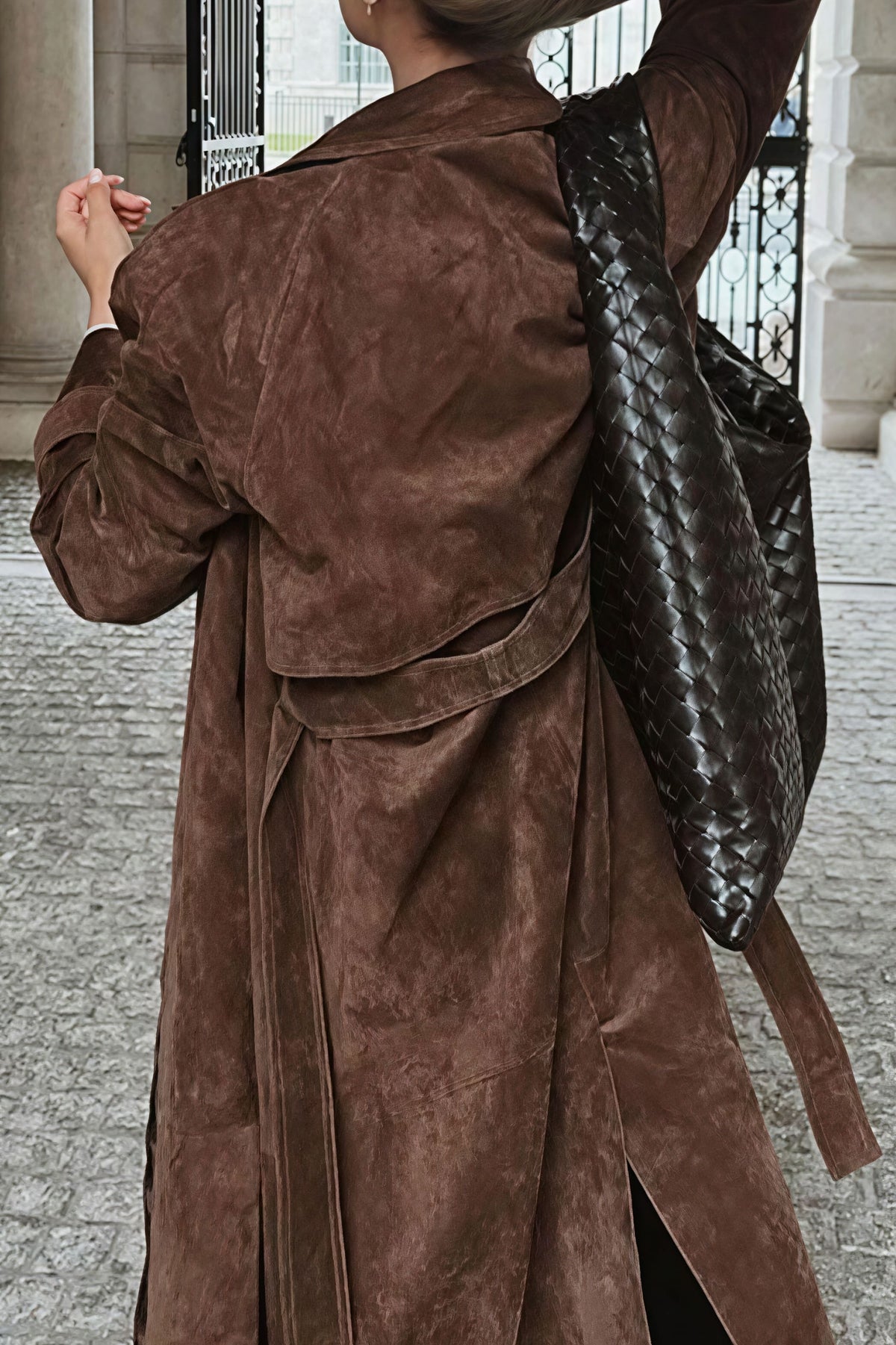Double Breasted Tie Waist Long Overcoat 4