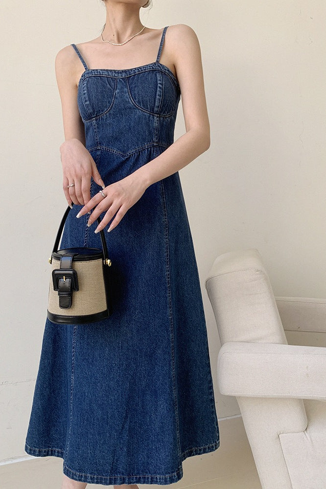Slim Fit Maxi Denim Dress