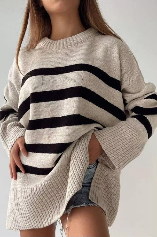 Loose Fit Striped Knit Sweater