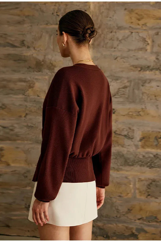 Elegant V-Neck Buttoned Knit Cardigan for Stylish Comfort