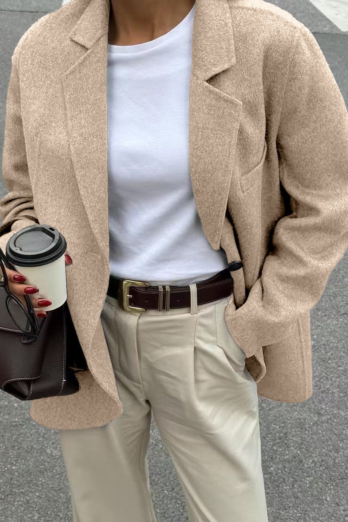 Minimalist Solid Color Tailored Coat - Fashionpara