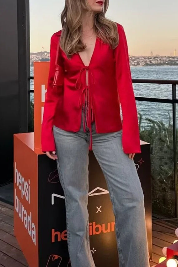 Bow Detail Satin Blouse