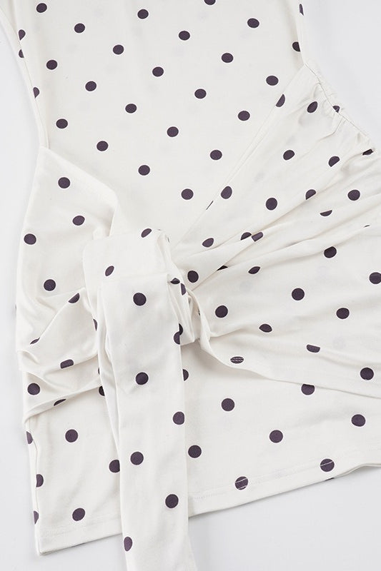 Polka Dot Ribbed Sleeveless Bodycon Mini Dress 3