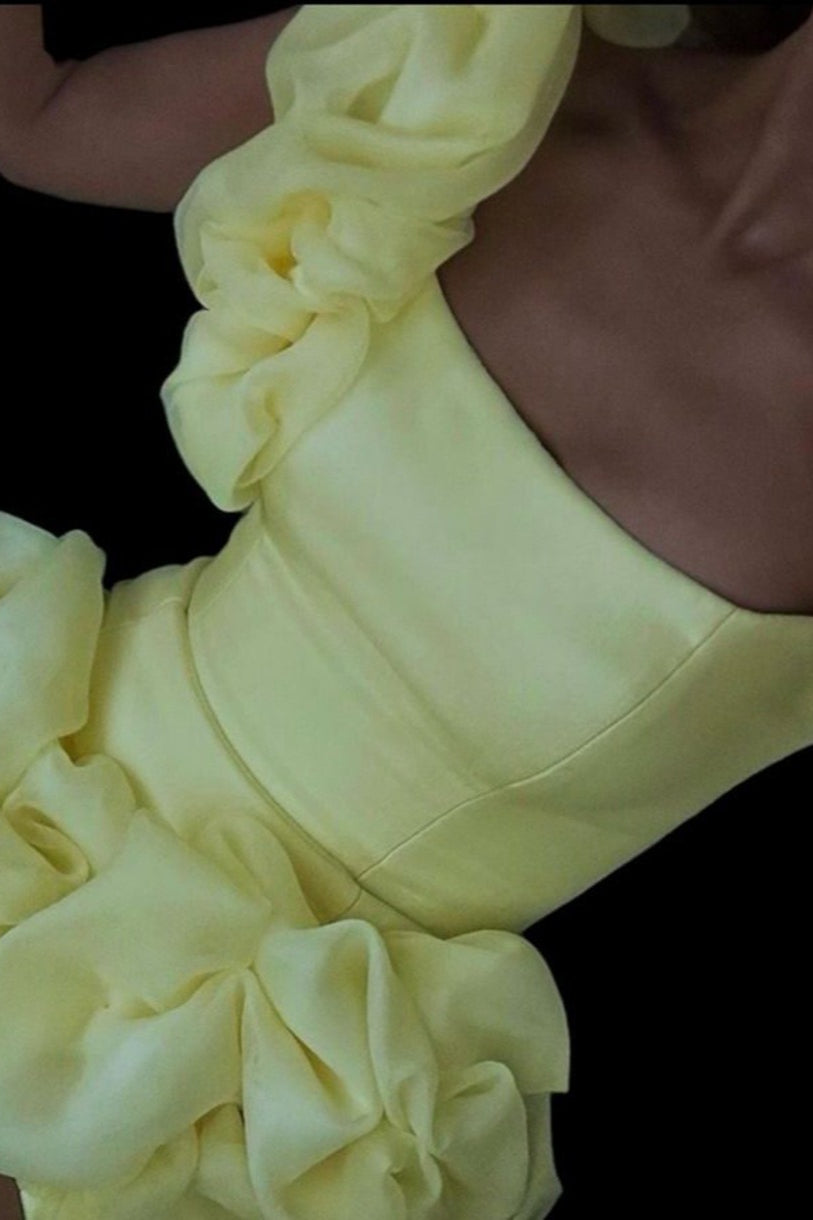 One Shoulder Puff Sleeve Bubble Hem Mini Dress 3