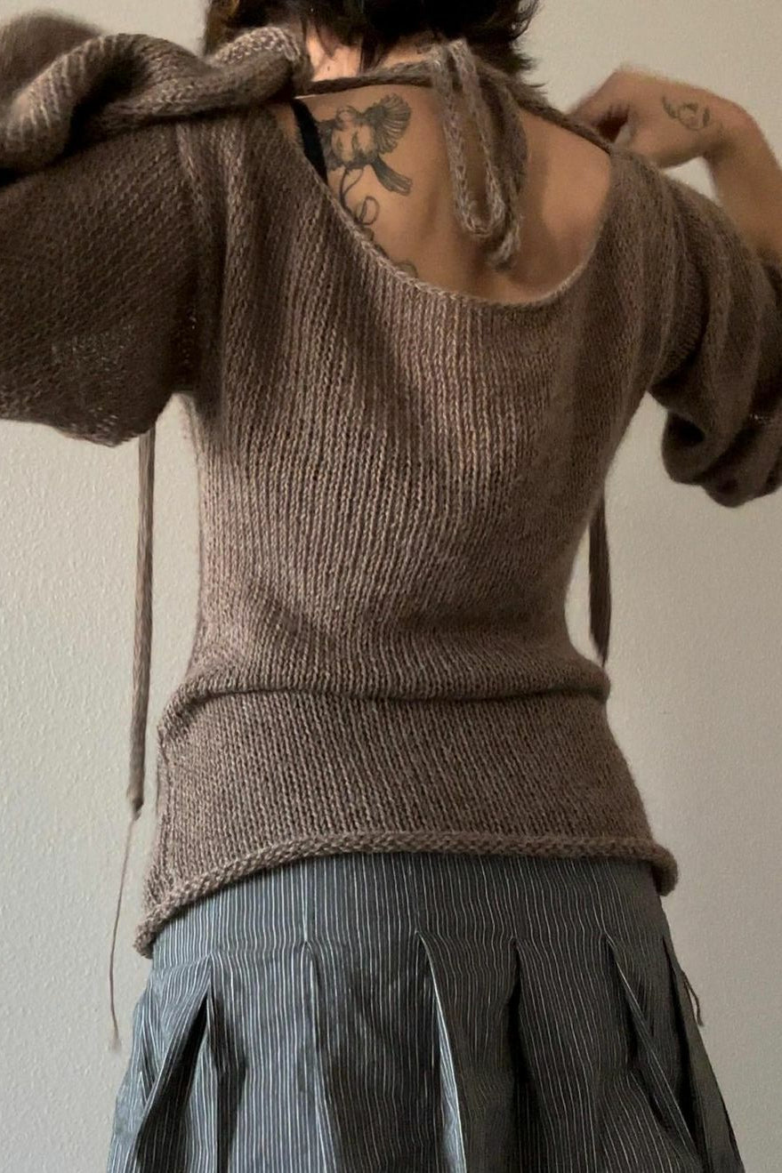 Bell Sleeve Tie Back Knit Sweater 5