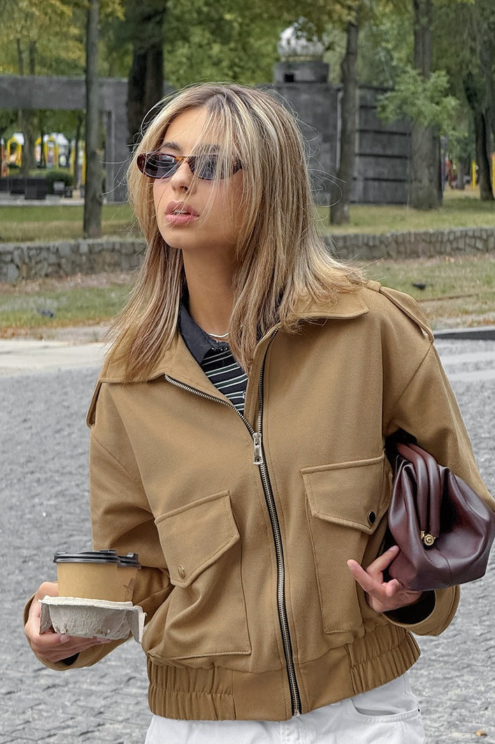 Loose Fit Brown Suede Jacket