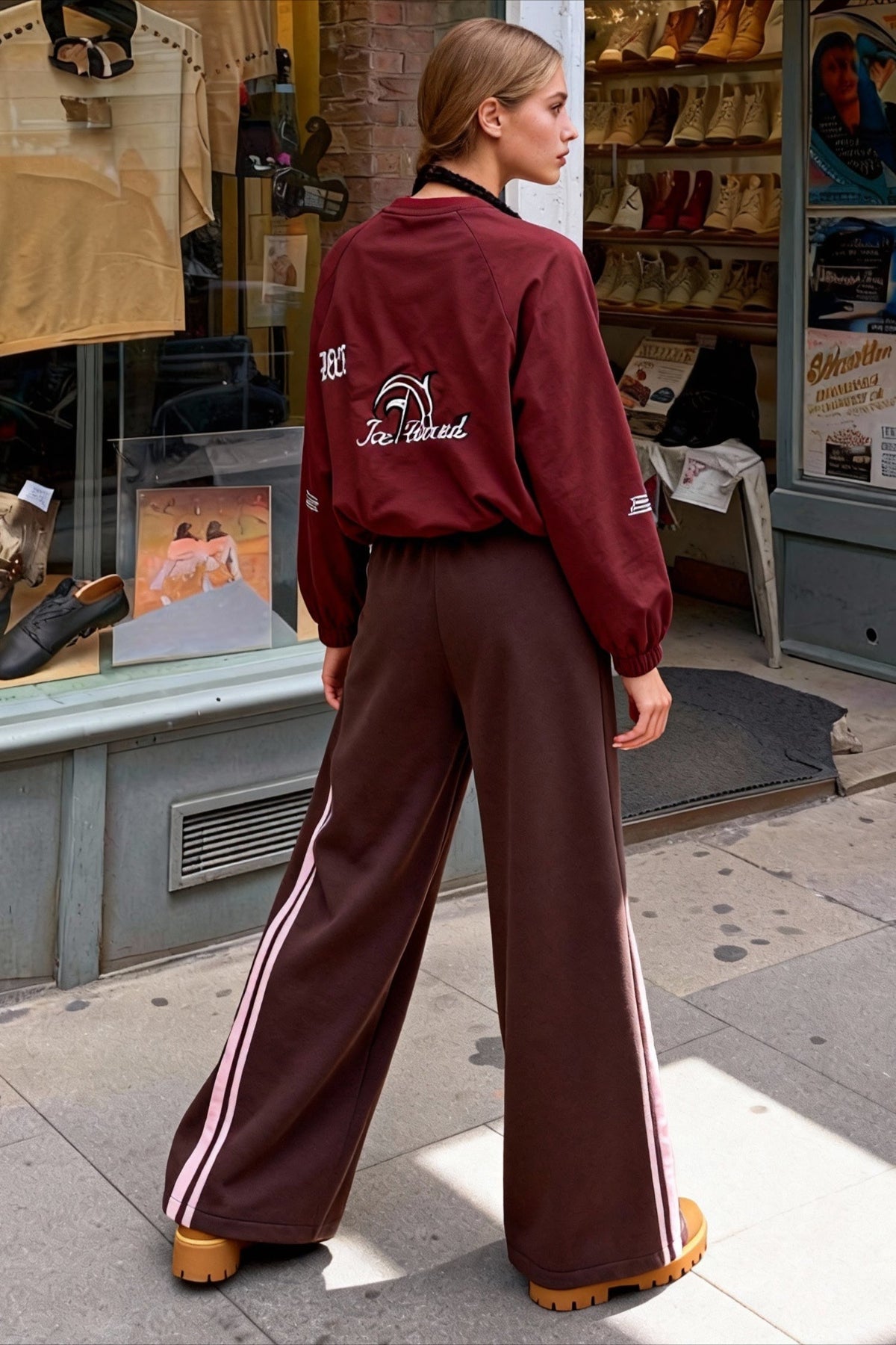 Drawstring High-Waist Wide Pants