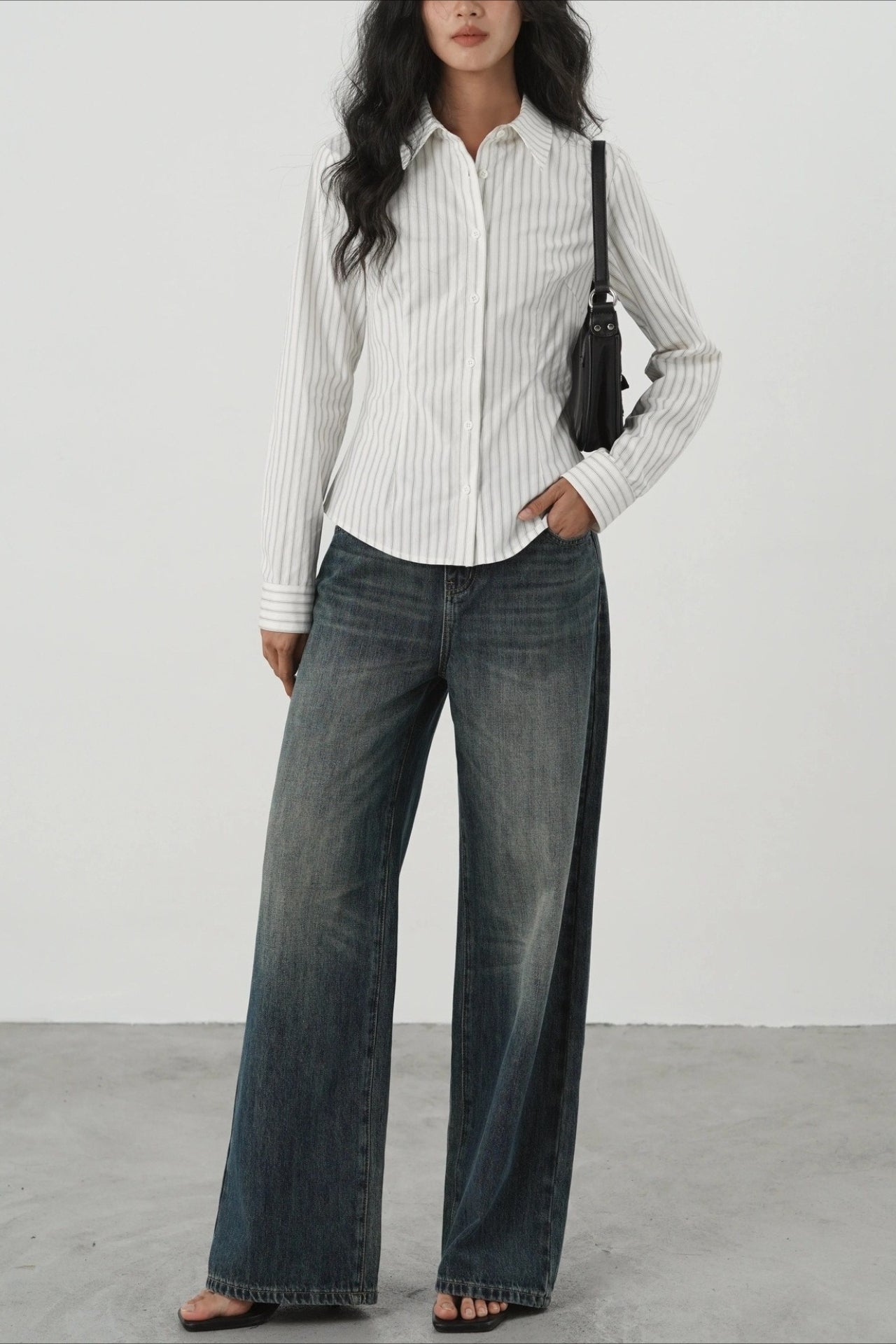 Slim Fit Vertical Stripe Blouse