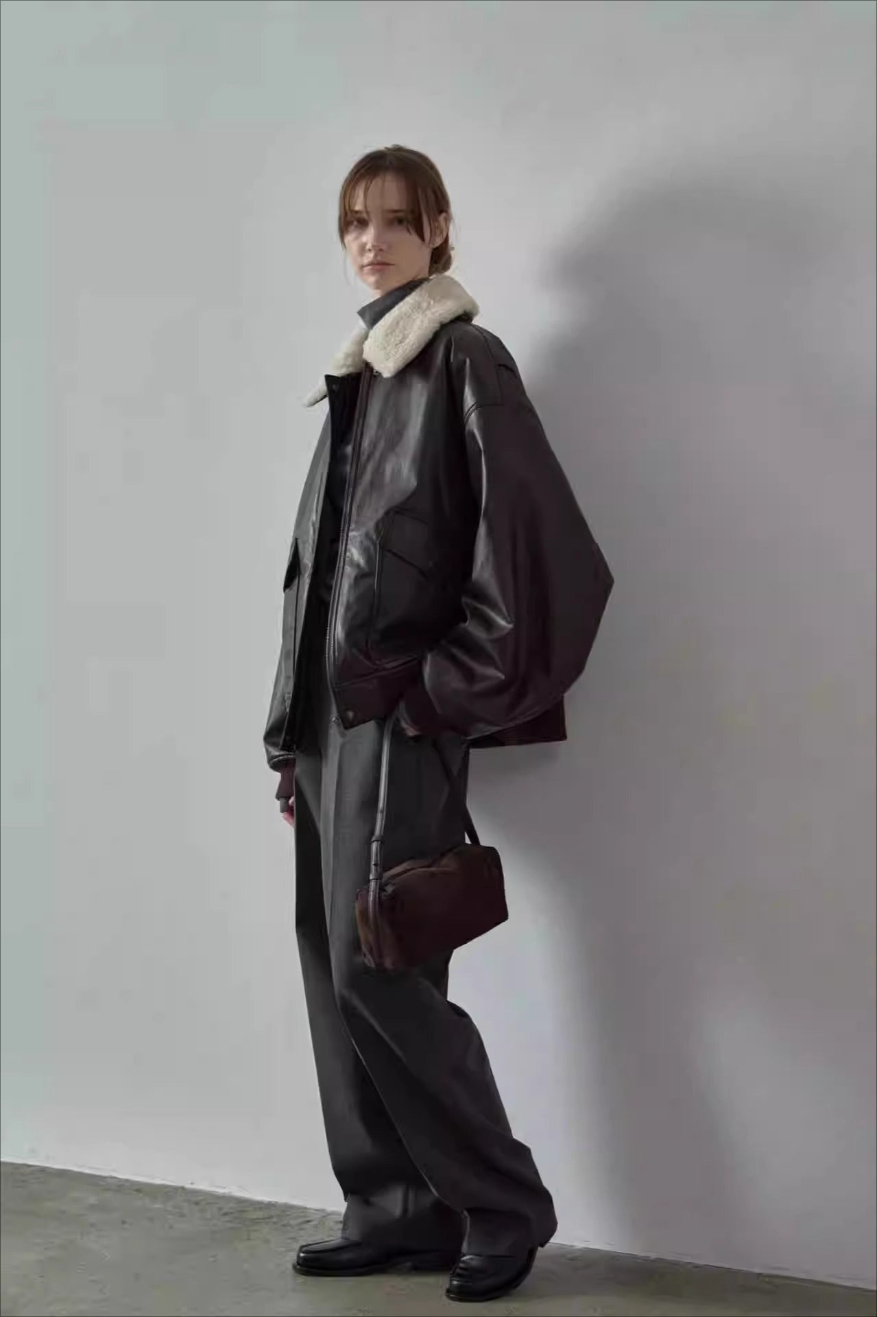 Spring Oversized Faux Leather Coat for Chic Layering