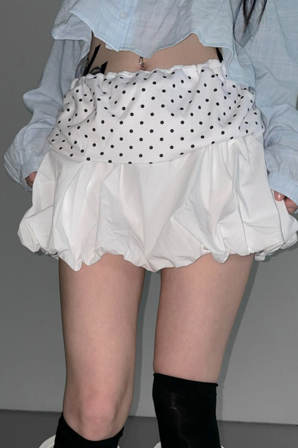 Polka Dot Patchwork Mini Skirt - Fashionpara