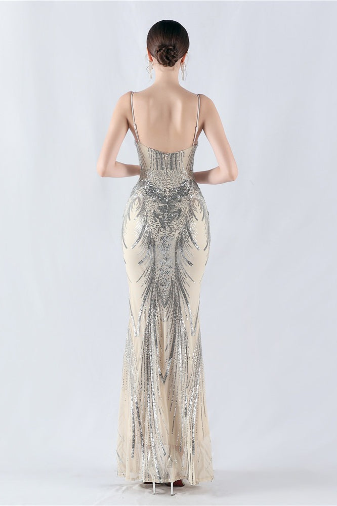 Sequin Spaghetti Strap Sweetheart Mermaid Formal Gown 26