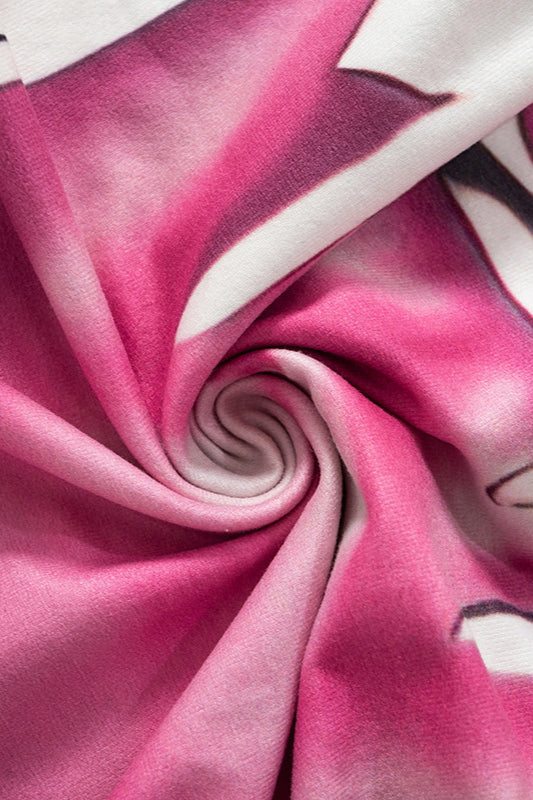 Abstract Print Side Tie Long Sleeve Maxi Dress