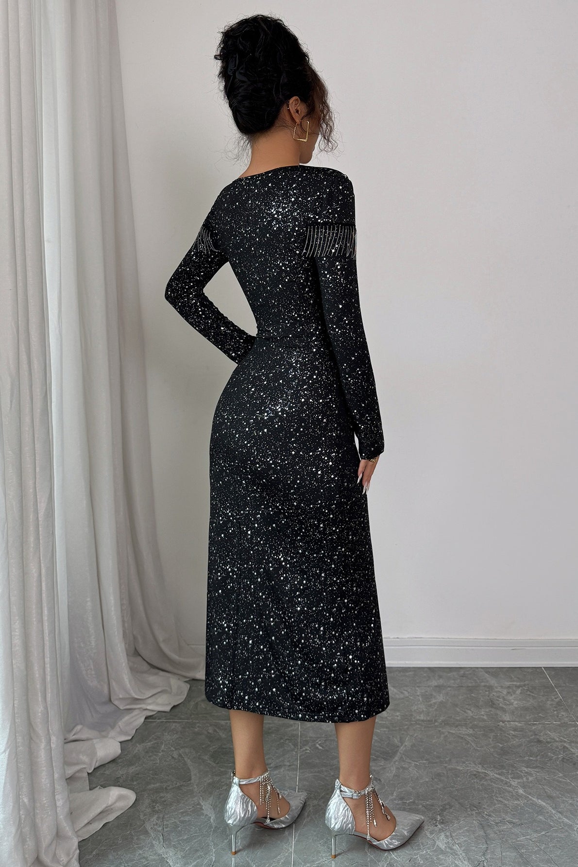 Elegant Long Sleeve Bodycon Midi Dress