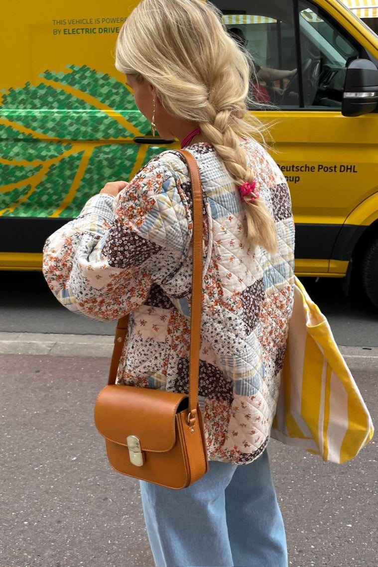 Stylish Printed Quilted Puffer Coat with Large Pockets